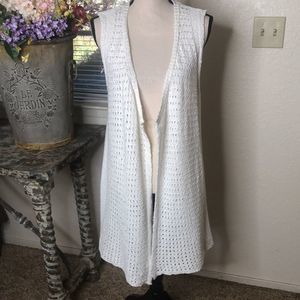 Jack by BB Dakota white long crochet sweater vest